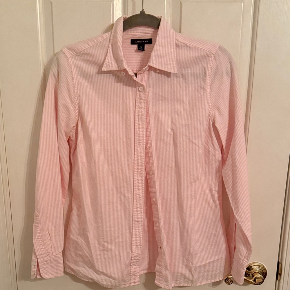 Lands' End Light Pink Striped Shirt